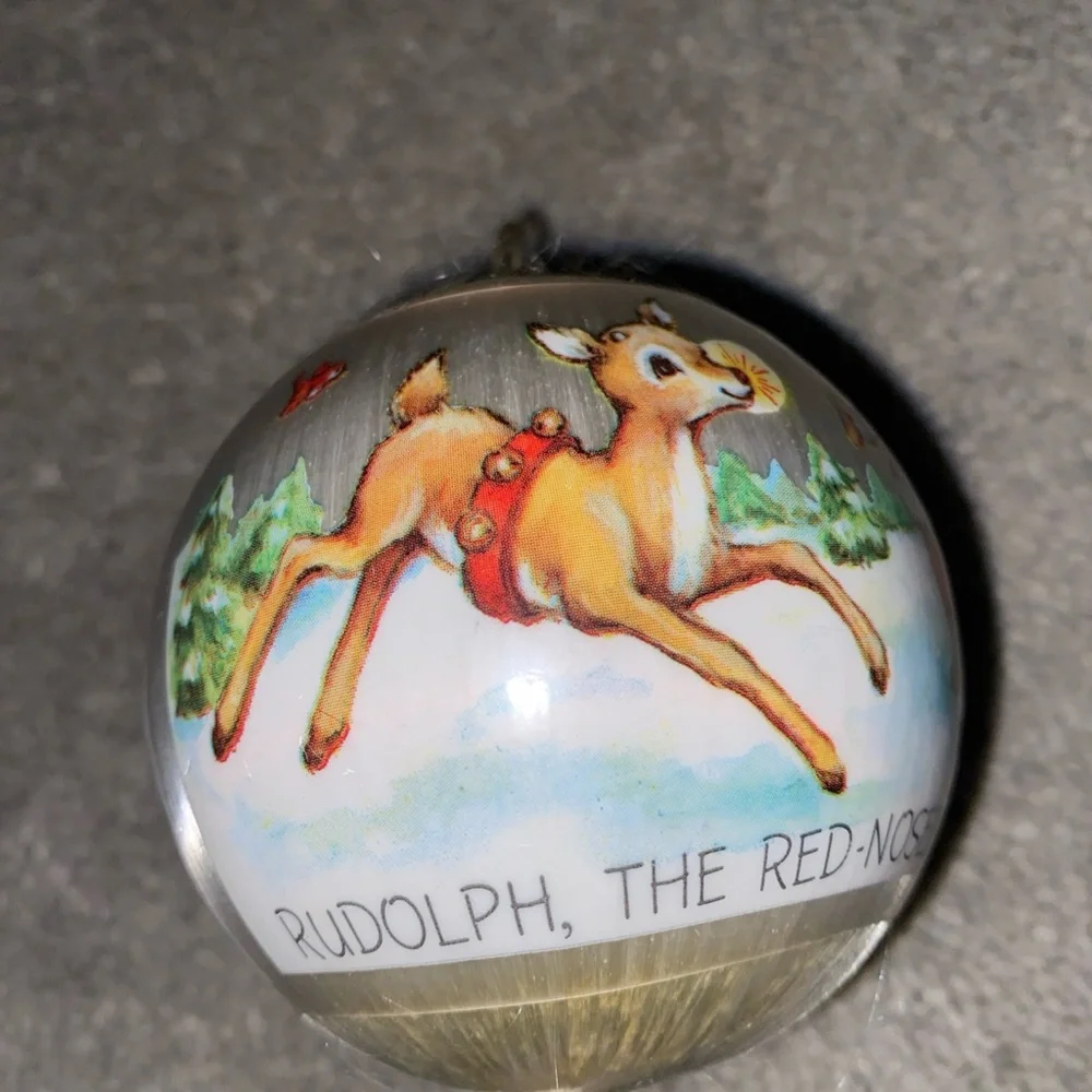 VINTAGE‎ 1976 HALLMARK Cards RUDOLPH THE RED NOSED REINDEER SATIN BALL ORNAMENT